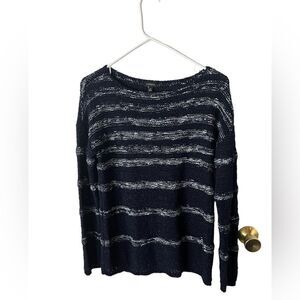Talbots Chunky Knit Blue Striped Sweater